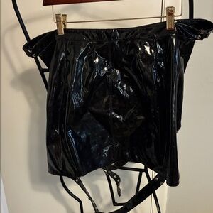 Black patent bare bottom Skirt